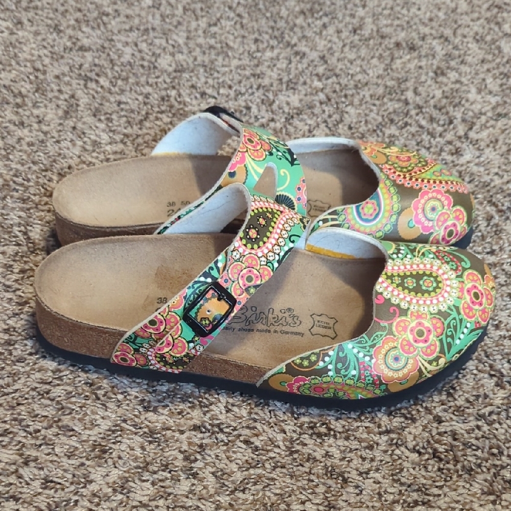 Brinks Floral Pattern Mary Jane Clog - Green
